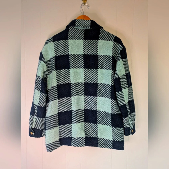 Outerknown‎ Cloud Weave Plaid Shacket in Mint Black size Small Warm Cozy Fall - Picture 5 of 6